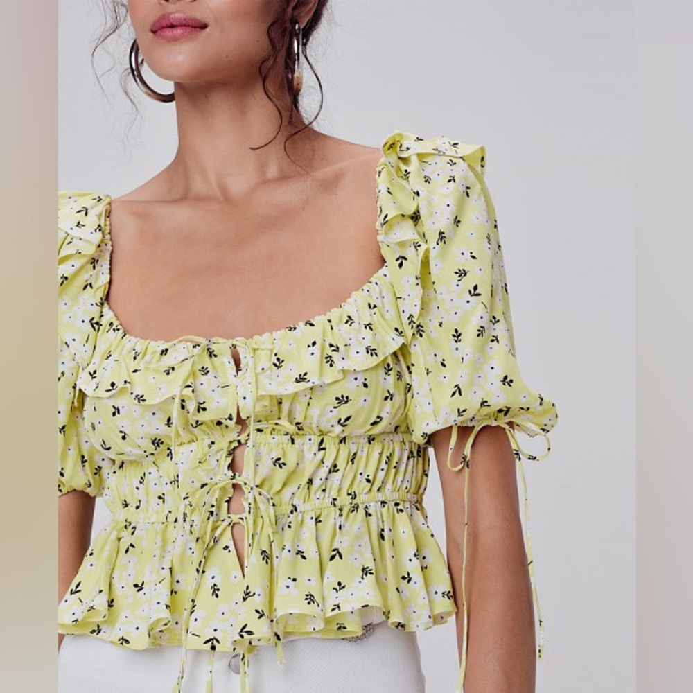 For Love & Lemons Chrysanthemum Crop Top Lemonade